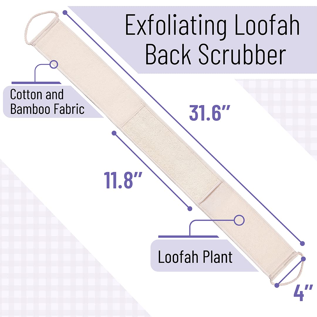 Slick- Lotion Applicator and Exfoliating Loofah Back Scrubber for Shower