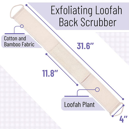 Slick- Lotion Applicator and Exfoliating Loofah Back Scrubber for Shower
