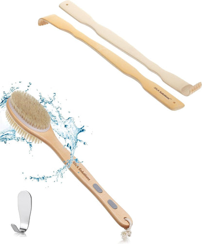 Slick- Bamboo Back Scratcher and Shower Brush