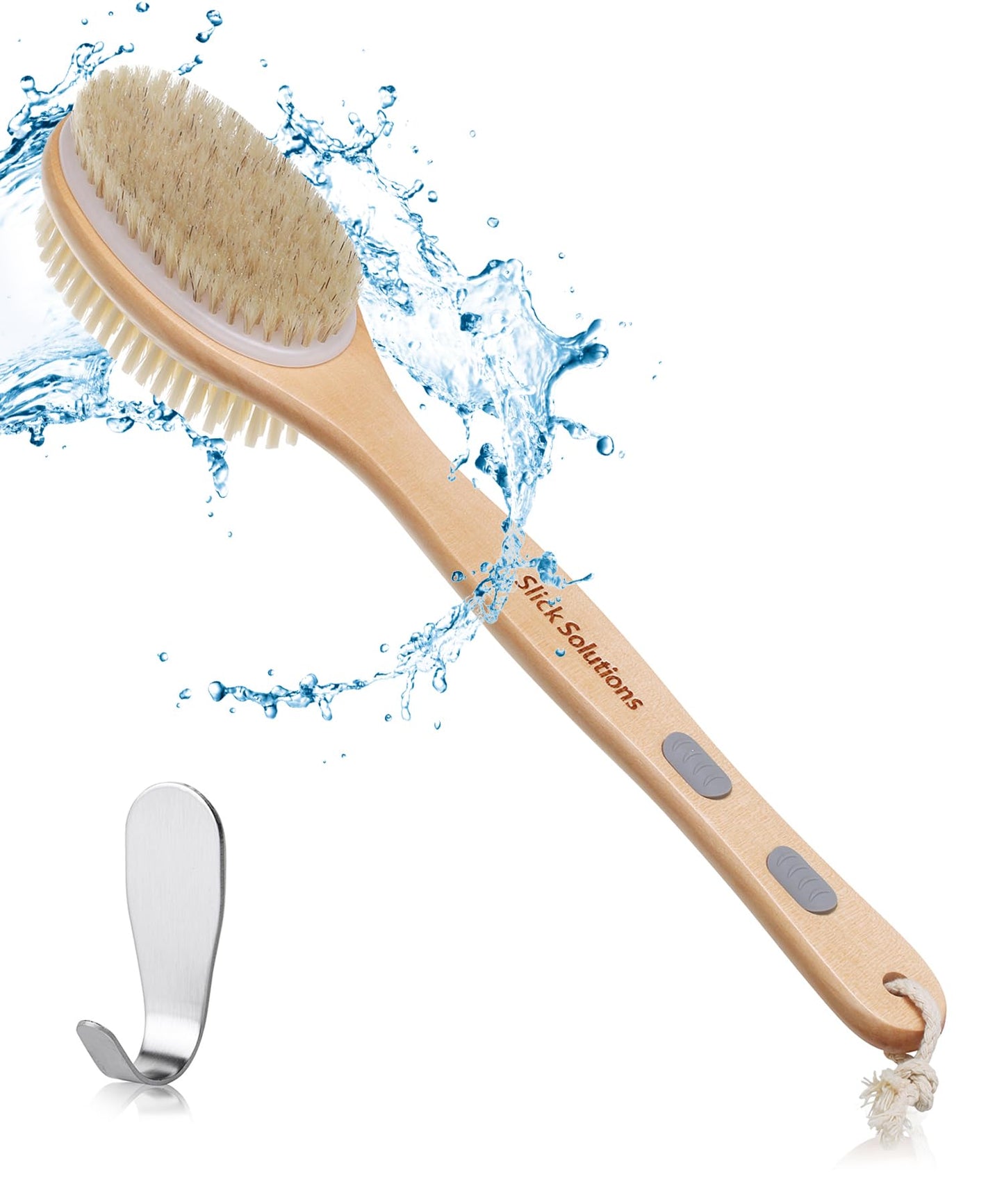 Slick- Shower Brush, Double Sided Shower Brush, Back Scrubber, Bath Brush, Back Brush, Back Brush Long Handle for Shower, Shower Brushes for Your Back, Bath Brush Long Handle for Shower
