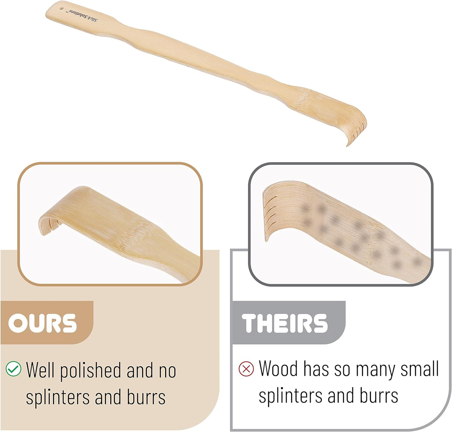 Slick- Bamboo Back Scratcher, 16.5”, 2 pcs, Back Scratcher for Men and Women, Wooden Back Scratcher Long Handle, Back Scratcher Bamboo, Wood Back Scratcher