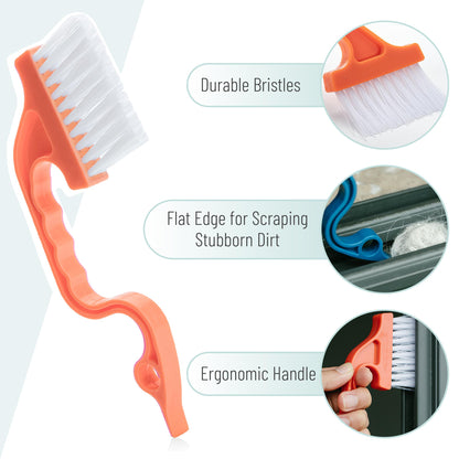 Slick- Window Track Cleaning Brush, 2 Pack, Window Cleaning Brush Tool, Window Groove Cleaning Brush, Window Track Cleaner, Gap Cleaning Brush, Window Groove Cleaning Tool, Orange/Green