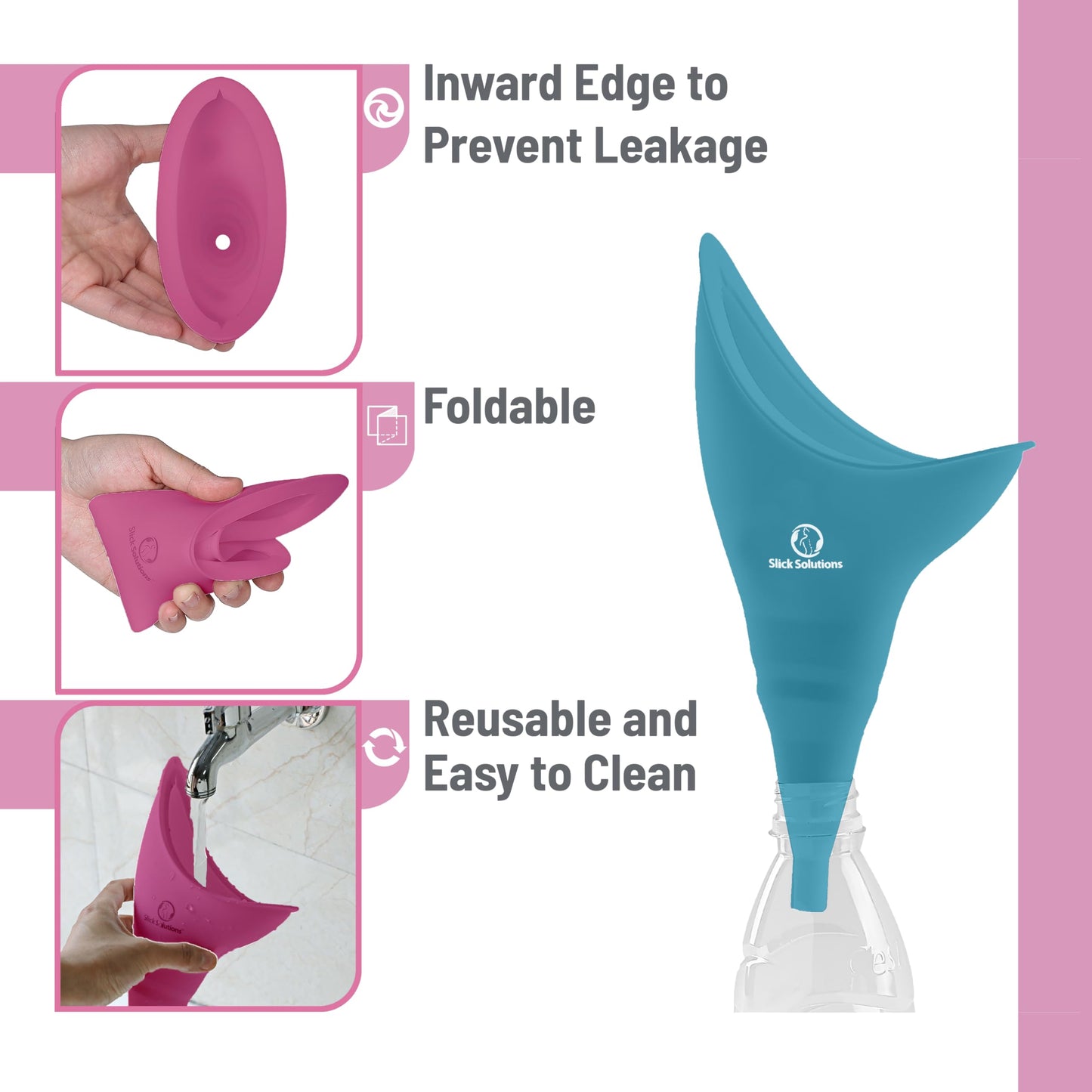 Slick- Female Urination Device, Blue Female Urinal, Urinal for Women, Pee Funnel for Women, Womens Pee Funnel, Portable Urinal for Women, Female Pee Funnel, Womens Urinal Funnel, Womens Urinal
