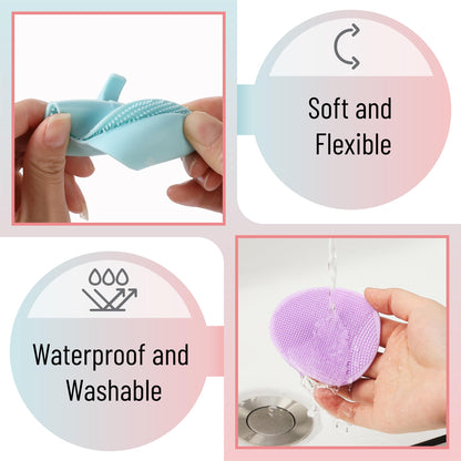 Slick- Silicone Facial Cleansing Brush, 4 Pack, Silicone Face Scrubber Exfoliator, Face Exfoliator Scrubber, Facial Scrubber for Face Cleanser Brush, Exfoliating Face Scrubber, Face Brush