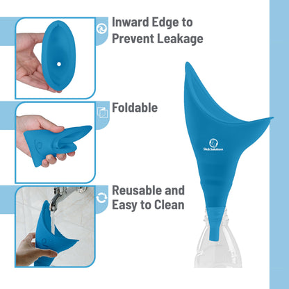 Slick- Female Urination Device, Blue Female Urinal, Urinal for Women, Pee Funnel for Women, Womens Pee Funnel, Portable Urinal for Women, Female Pee Funnel, Womens Urinal Funnel, Womens Urinal