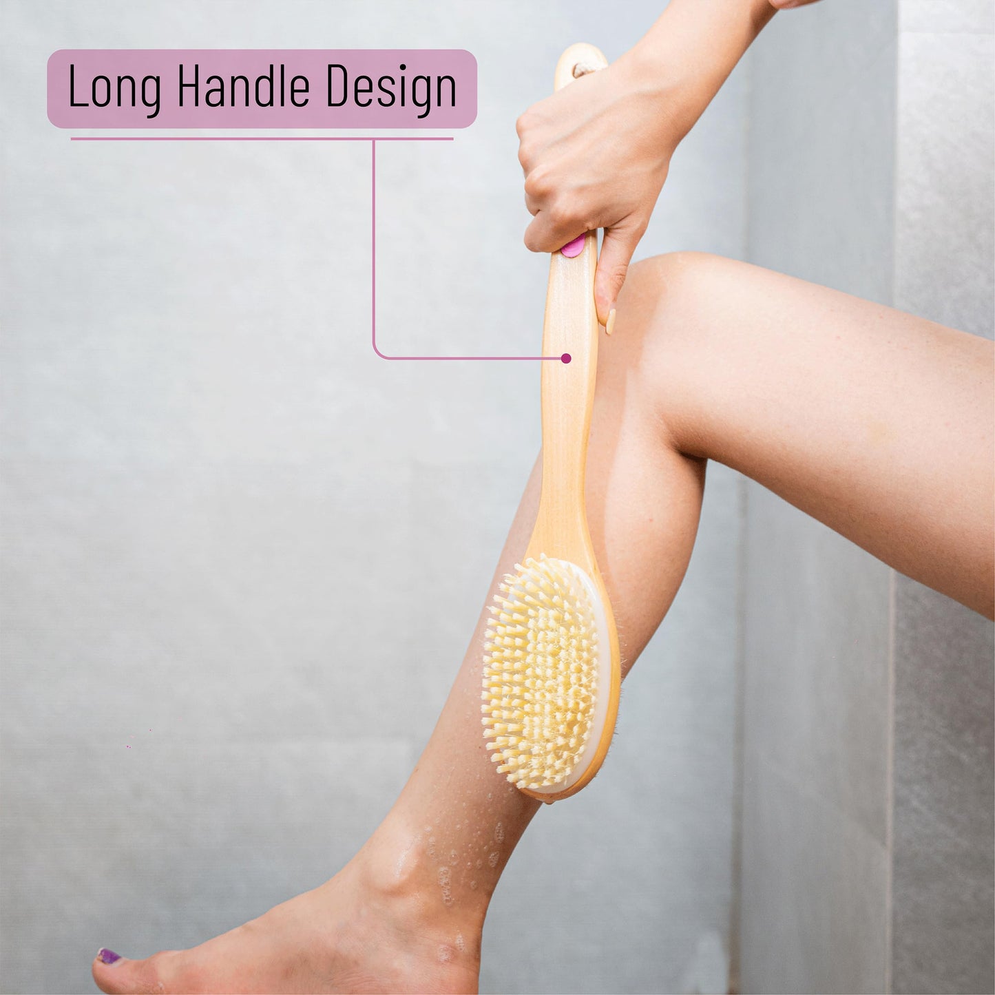 Slick- Shower Brush, Double Sided Shower Brush, Back Scrubber, Bath Brush, Back Brush, Back Brush Long Handle for Shower, Shower Brushes for Your Back, Bath Brush Long Handle for Shower