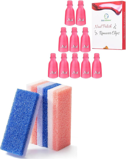 Slick- Pumice Stone for Feet Callus Remover and Nail Polish Remover Clips