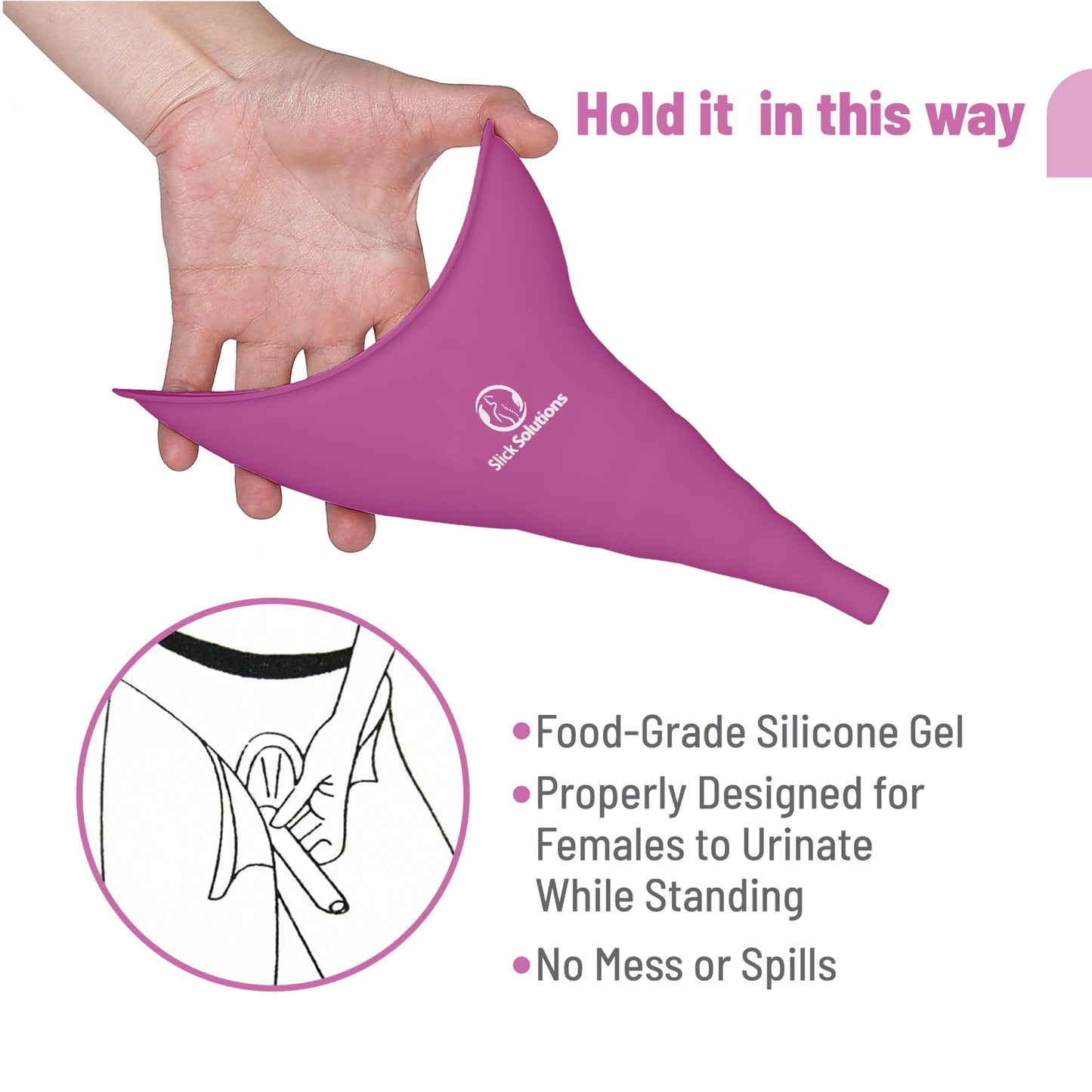 Slick- Female Urination Device, Yellow Female Urinal, Urinal for Women, Pee Funnel for Women, Womens Pee Funnel, Portable Urinal for Women, Female Pee Funnel, Womens Urinal Funnel, Womens Urinal