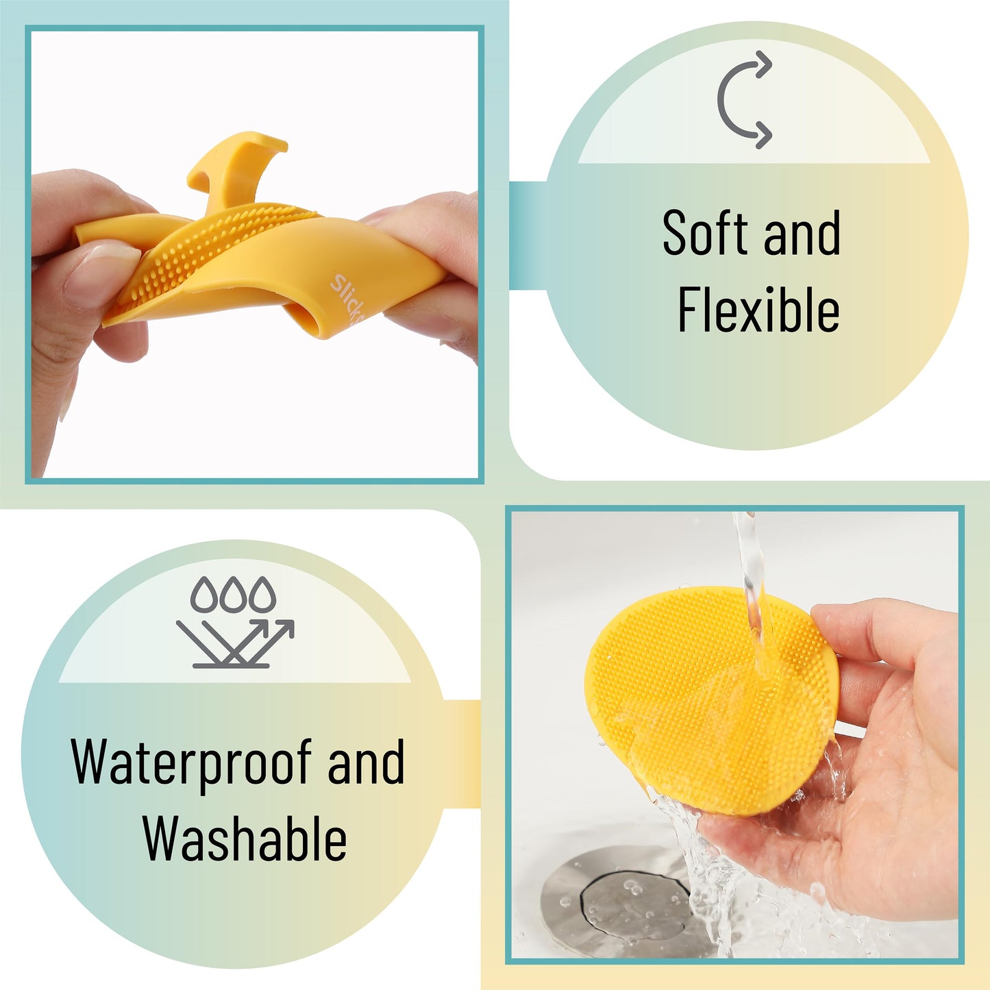 Slick- Silicone Facial Cleansing Brush, 4 Pack, Silicone Face Scrubber Exfoliator, Face Exfoliator Scrubber, Facial Scrubber for Face Cleanser Brush, Exfoliating Face Scrubber, Face Brush