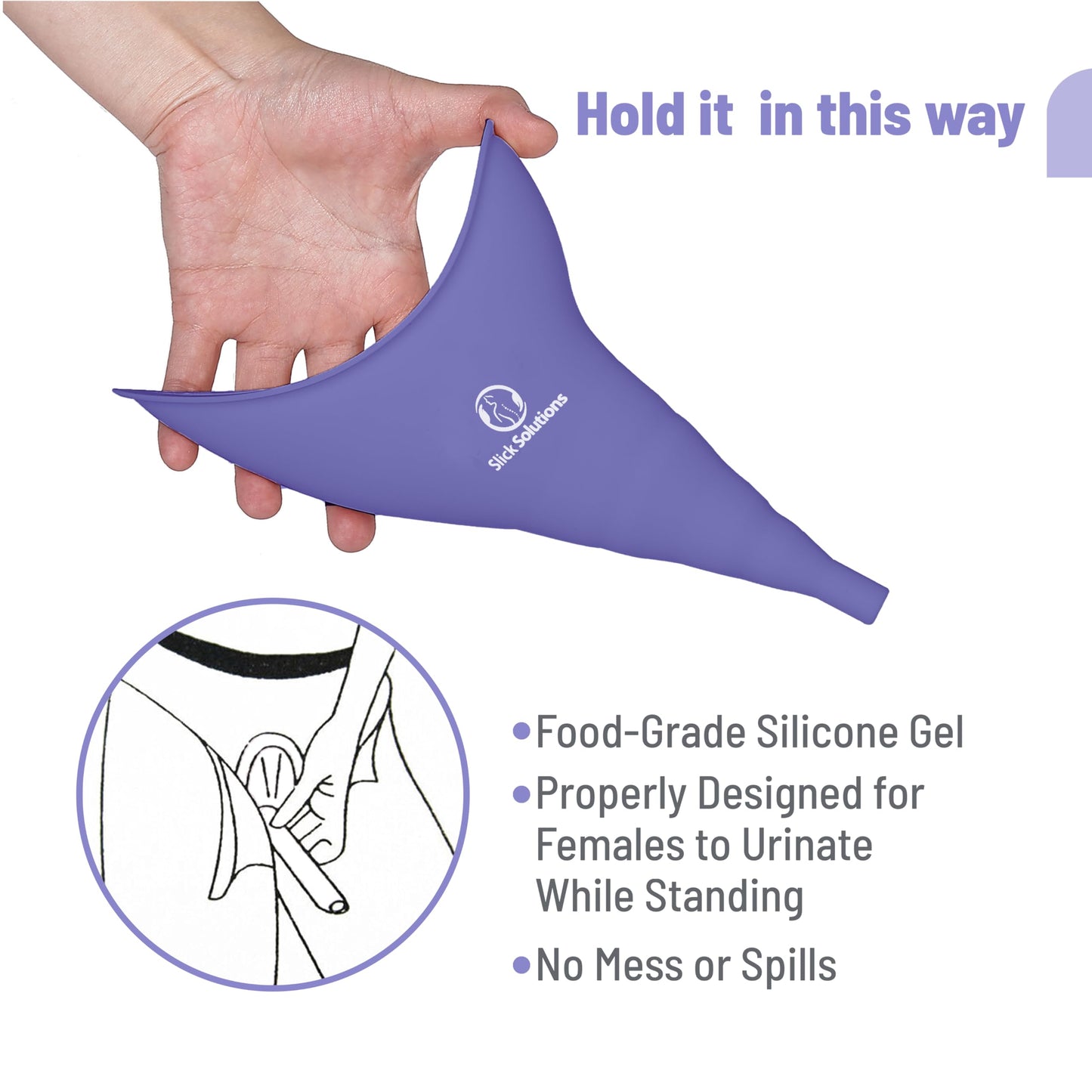 Slick- Female Urination Device, Blue Female Urinal, Urinal for Women, Pee Funnel for Women, Womens Pee Funnel, Portable Urinal for Women, Female Pee Funnel, Womens Urinal Funnel, Womens Urinal