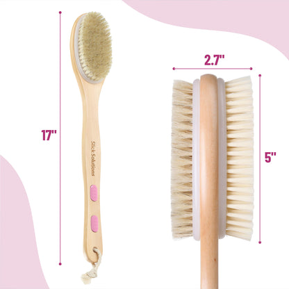 Slick- Shower Brush, Double Sided Shower Brush, Back Scrubber, Bath Brush, Back Brush, Back Brush Long Handle for Shower, Shower Brushes for Your Back, Bath Brush Long Handle for Shower