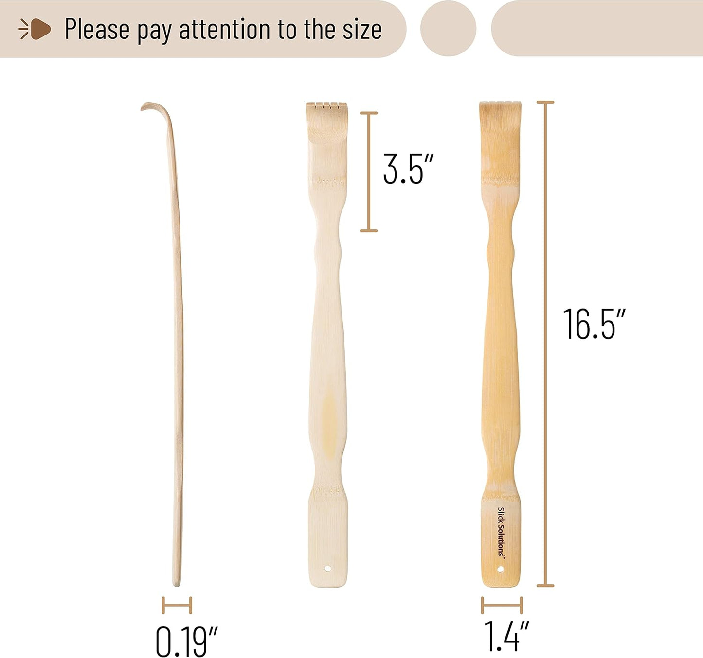 Slick- Bamboo Back Scratcher and Back Scrubber for Shower