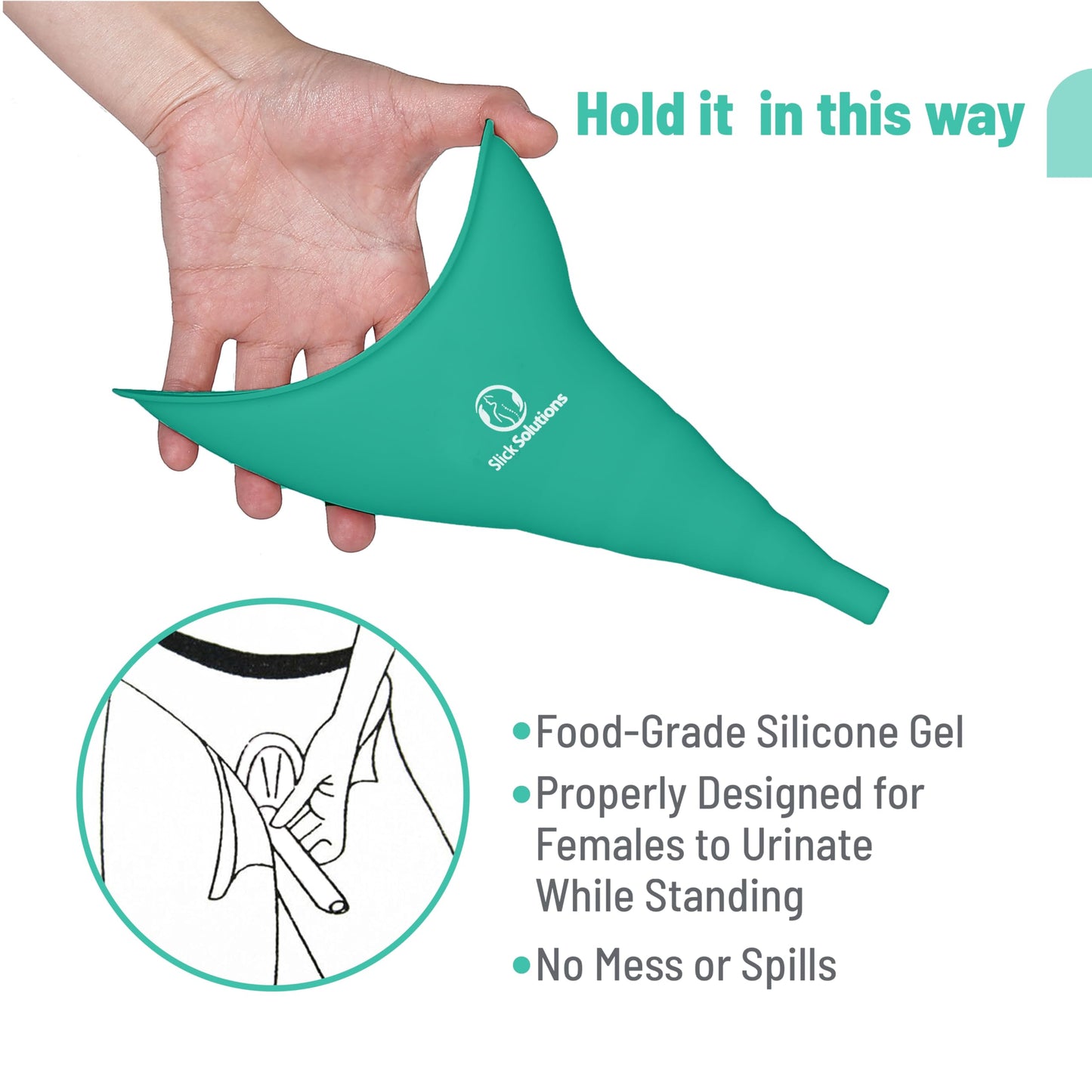 Slick- Female Urination Device, Yellow Female Urinal, Urinal for Women, Pee Funnel for Women, Womens Pee Funnel, Portable Urinal for Women, Female Pee Funnel, Womens Urinal Funnel, Womens Urinal