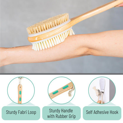 Slick- Shower Brush, Double Sided Shower Brush, Back Scrubber, Bath Brush, Back Brush, Back Brush Long Handle for Shower, Shower Brushes for Your Back, Bath Brush Long Handle for Shower