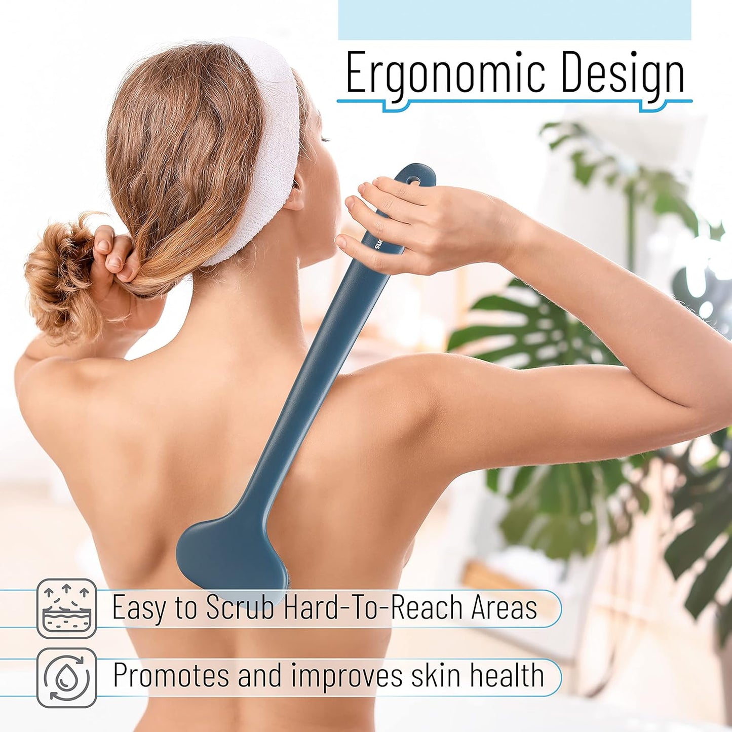 Slick- Bamboo Back Scratcher and Back Scrubber for Shower