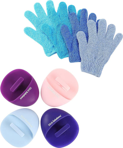 Slick- Exfoliating Gloves and Silicone Facial Cleansing Brush