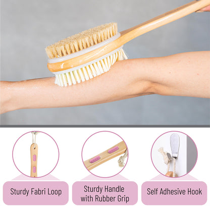 Slick- Shower Brush, Double Sided Shower Brush, Back Scrubber, Bath Brush, Back Brush, Back Brush Long Handle for Shower, Shower Brushes for Your Back, Bath Brush Long Handle for Shower