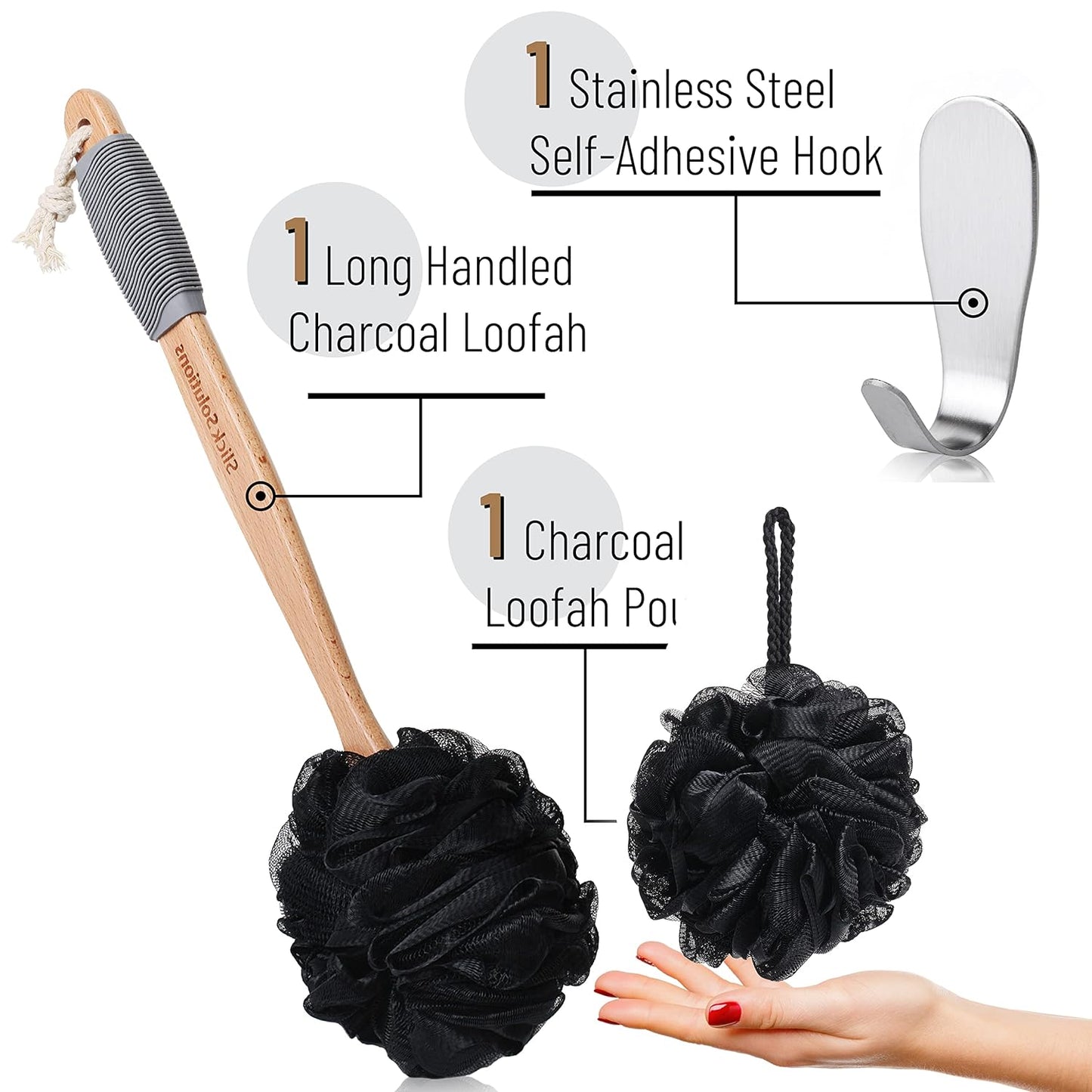 Slick- Lotion Applicator and Loofah with Handle