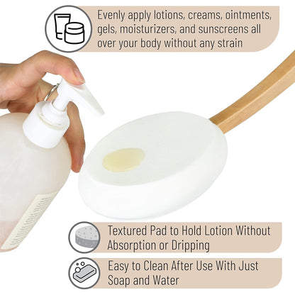 Slick- Lotion Applicator and Exfoliating Loofah Back Scrubber for Shower