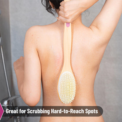Slick- Shower Brush, Double Sided Shower Brush, Back Scrubber, Bath Brush, Back Brush, Back Brush Long Handle for Shower, Shower Brushes for Your Back, Bath Brush Long Handle for Shower
