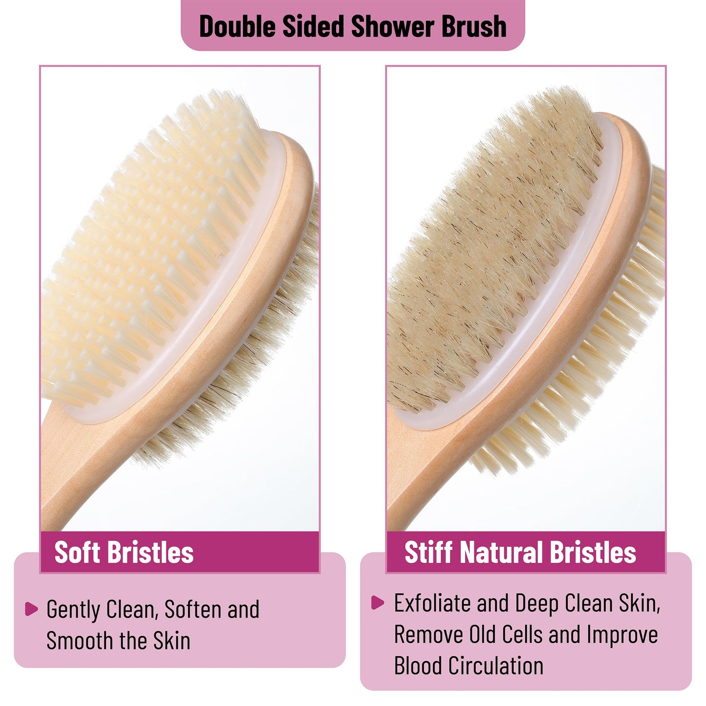Slick- Shower Brush, Double Sided Shower Brush, Back Scrubber, Bath Brush, Back Brush, Back Brush Long Handle for Shower, Shower Brushes for Your Back, Bath Brush Long Handle for Shower