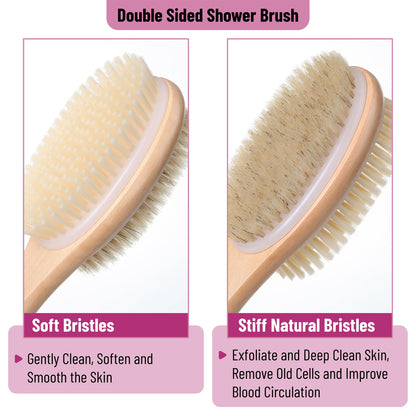 Slick- Shower Brush, Double Sided Shower Brush, Back Scrubber, Bath Brush, Back Brush, Back Brush Long Handle for Shower, Shower Brushes for Your Back, Bath Brush Long Handle for Shower