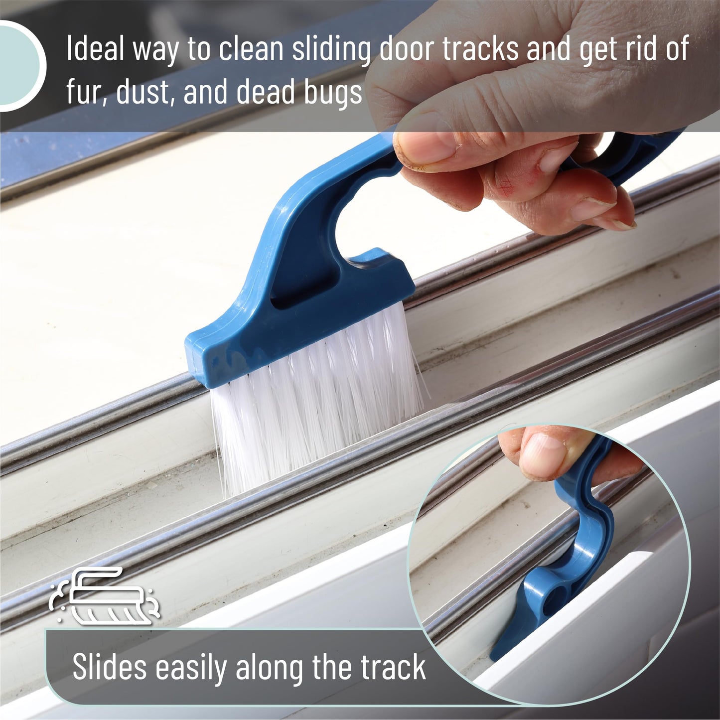 Slick- Window Track Cleaning Brush, 2 Pack, Window Cleaning Brush, Window Groove Cleaning Brush, Window Track Cleaner, Gap Cleaning Brush, Window Groove Cleaning Tool, Window Cleaning Brush Tool