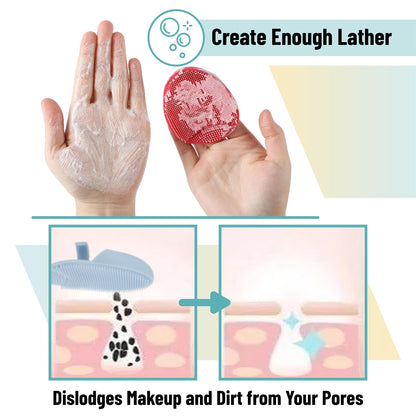 Slick- Silicone Facial Cleansing Brush, 4 Pack, Silicone Face Scrubber Exfoliator, Face Exfoliator Scrubber, Facial Scrubber for Face Cleanser Brush, Exfoliating Face Scrubber, Face Brush