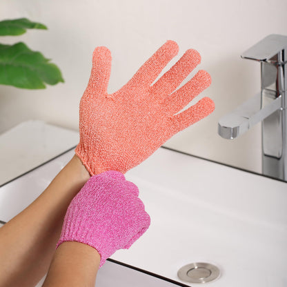 Slick- Exfoliating Gloves, 4 Pcs, Skin Exfoliator for Body, Shower Gloves, Scrub Gloves Exfoliating, Exfoliating Body Scrub Gloves, Loofah Glove, Exfoliation Mitt, Bath Gloves