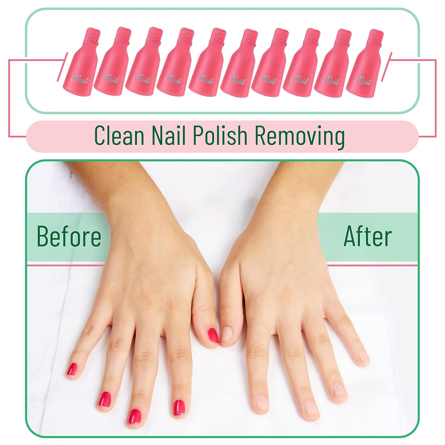 Slick- Nail Polish Remover Clips, 10 pcs, Soak Off Gel Polish Remover Clips, Nail Clips, Nail Remover Clips, Nail Clips for Polish Removal, Nail Gel Remover Clips, Soak Off Nail Clips