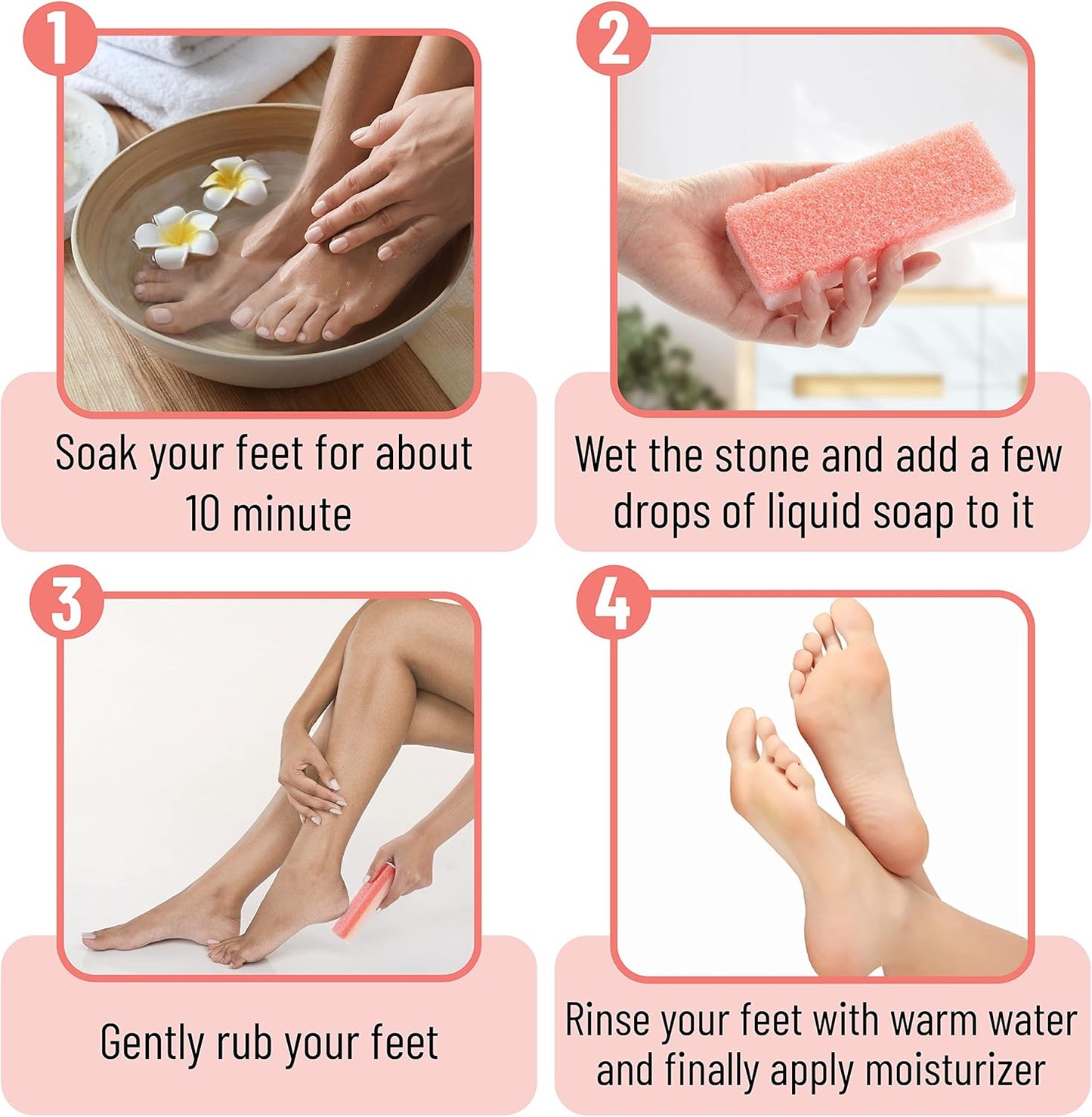 Slick- Pumice Stone for Feet Callus Remover, 4 Pack, 2 Colors, Foot Scrub for Pedicure, Foot Stone Pumice, Callus Remover for Feet, Foot Callus Remover, Feet Scrubber Dead Skin, Foot Pumice Stone