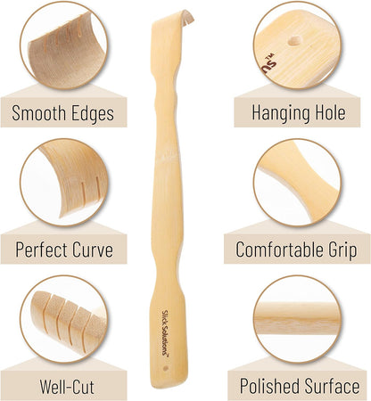 Slick- Bamboo Back Scratcher, 16.5”, 2 pcs, Back Scratcher for Men and Women, Wooden Back Scratcher Long Handle, Back Scratcher Bamboo, Wood Back Scratcher