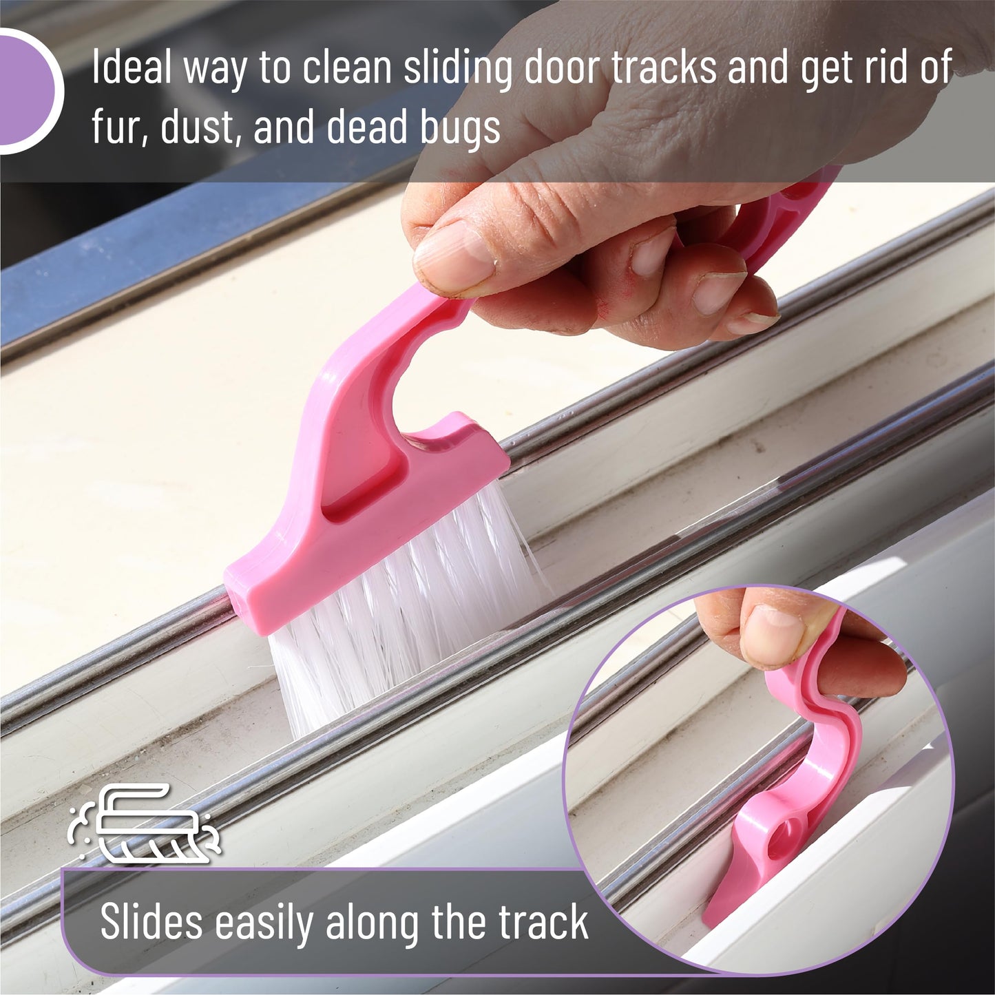 Slick- Window Track Cleaning Brush, 2 Pack, Window Cleaning Brush Tool, Window Groove Cleaning Brush, Window Track Cleaner, Gap Cleaning Brush, Window Groove Cleaning Tool, Orange/Green