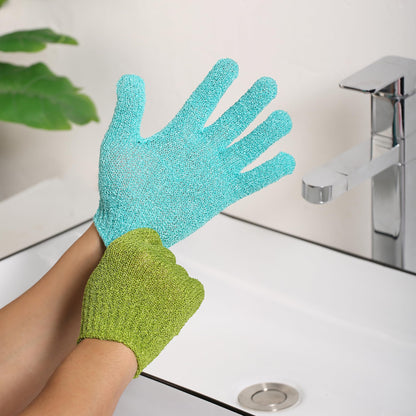 Slick- Exfoliating Gloves, 4 Pcs, Skin Exfoliator for Body, Shower Gloves, Scrub Gloves Exfoliating, Exfoliating Body Scrub Gloves, Loofah Glove, Exfoliation Mitt, Bath Gloves