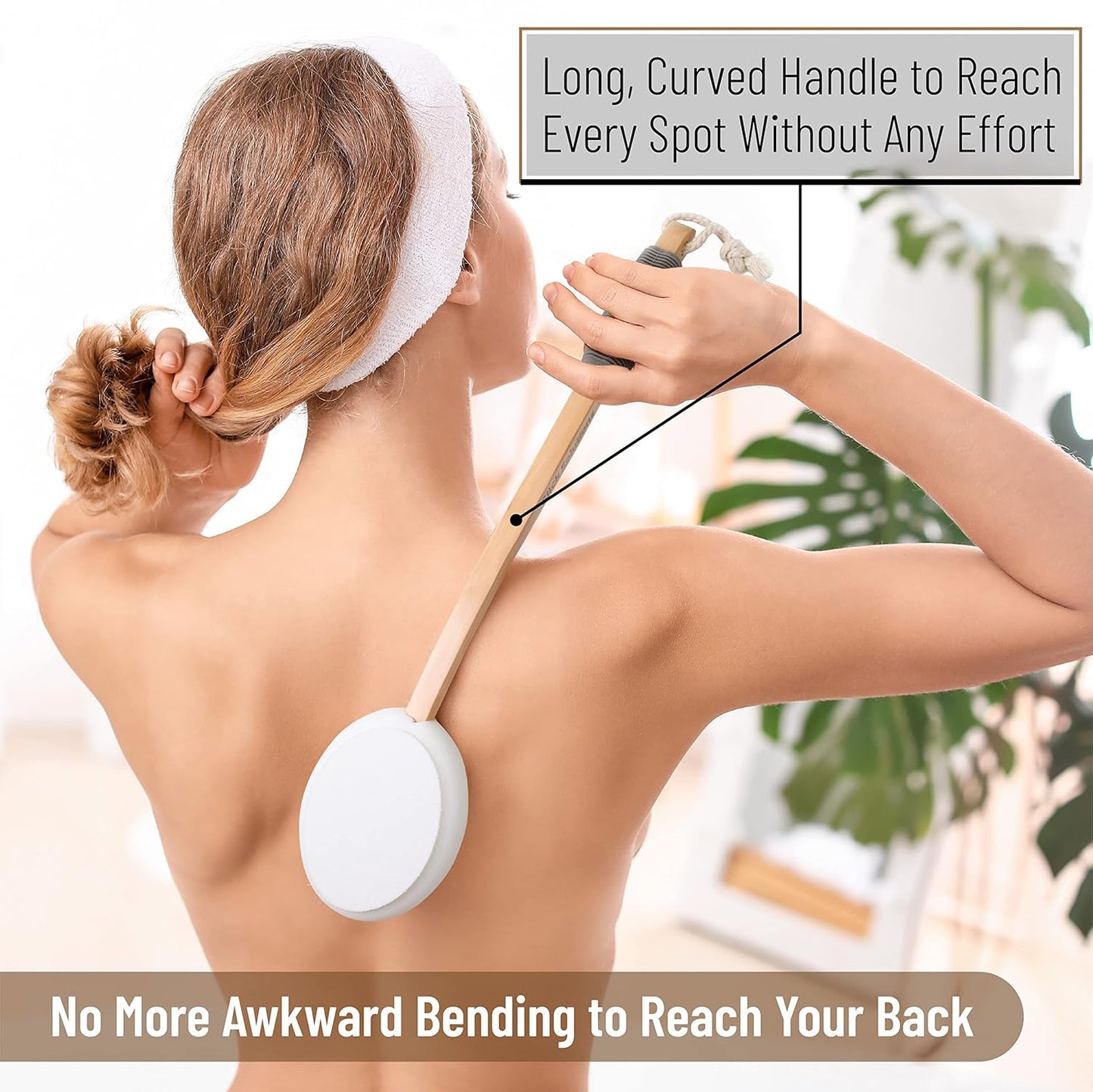Slick- Lotion Applicator and Exfoliating Loofah Back Scrubber for Shower