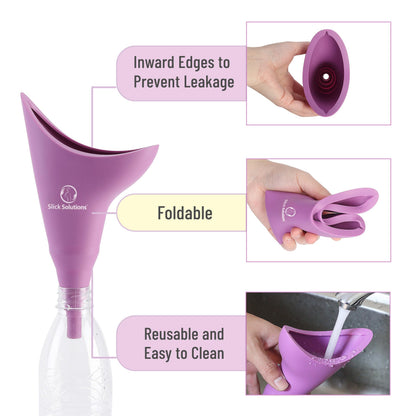 Slick- Female Urination Device, Blue Female Urinal, Urinal for Women, Pee Funnel for Women, Womens Pee Funnel, Portable Urinal for Women, Female Pee Funnel, Womens Urinal Funnel, Womens Urinal