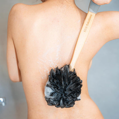Slick- Loofah with Handle, Loofah Back Scrubber, Back Loofah, Loofah Brush with Long Handle, Loofah on A Stick, Shower Loofah with Handle, Shower Supplies, Loofah Scrubber, Loofah Back Scrubber