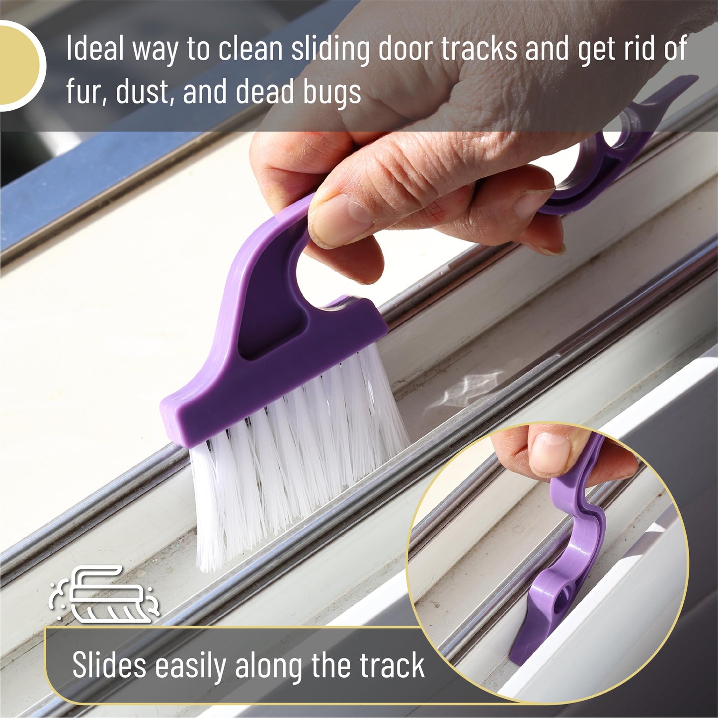 Slick- Window Track Cleaning Brush, 2 Pack, Window Cleaning Brush Tool, Window Groove Cleaning Brush, Window Track Cleaner, Gap Cleaning Brush, Window Groove Cleaning Tool, Orange/Green