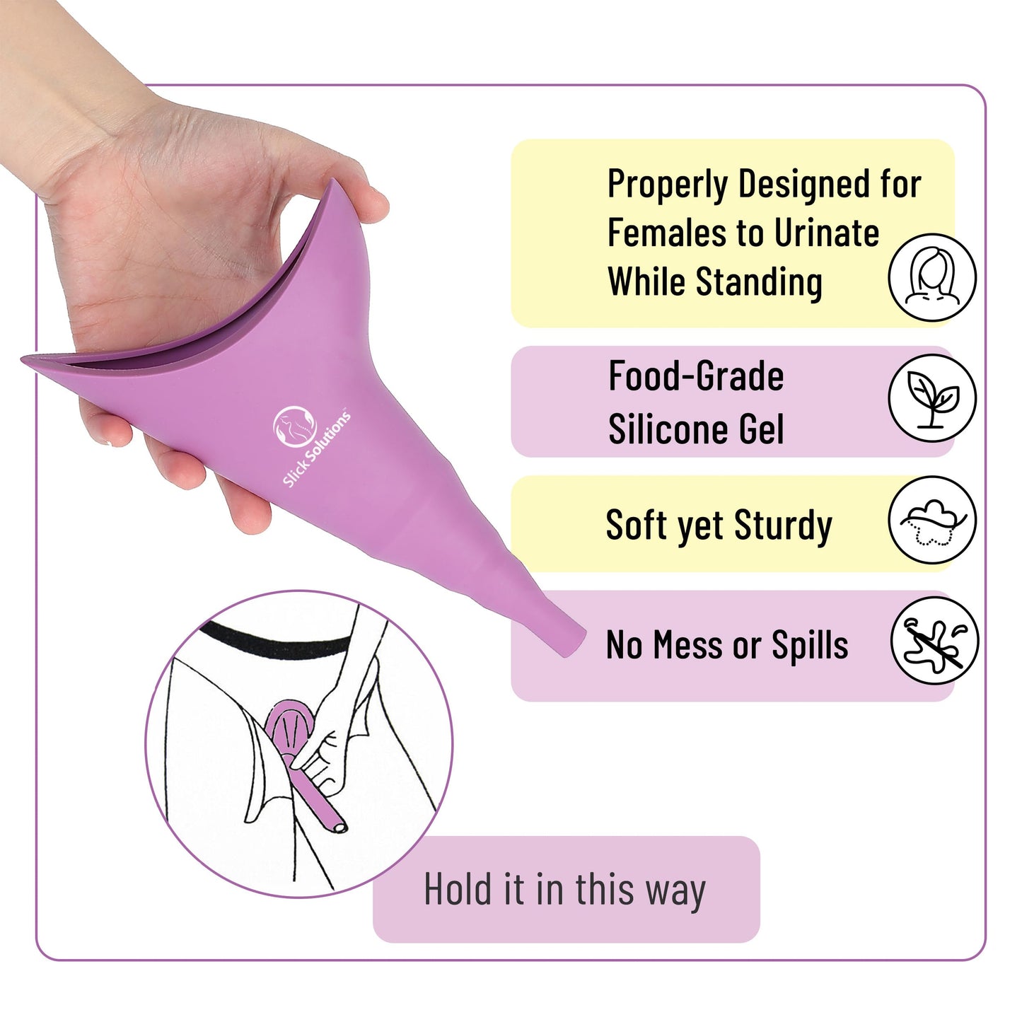 Slick- Female Urination Device, Blue Female Urinal, Urinal for Women, Pee Funnel for Women, Womens Pee Funnel, Portable Urinal for Women, Female Pee Funnel, Womens Urinal Funnel, Womens Urinal
