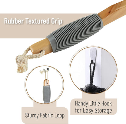 Slick- Loofah with Handle, Loofah Back Scrubber, Back Loofah, Loofah Brush with Long Handle, Loofah on A Stick, Shower Loofah with Handle, Shower Supplies, Loofah Scrubber, Loofah Back Scrubber