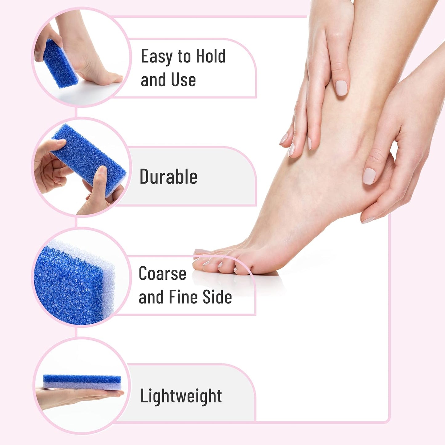 Slick- Pumice Stone for Feet Callus Remover, 4 Pack, 2 Colors, Foot Scrub for Pedicure, Foot Stone Pumice, Callus Remover for Feet, Foot Callus Remover, Feet Scrubber Dead Skin, Foot Pumice Stone