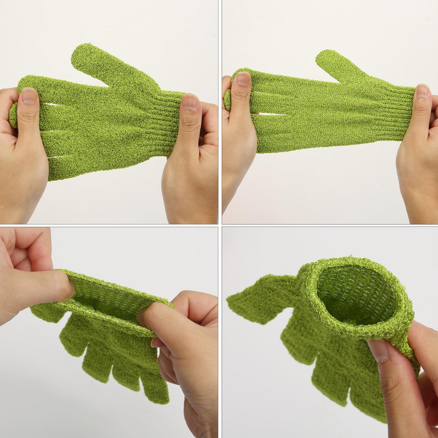 Slick- Exfoliating Gloves, 4 Pcs, Skin Exfoliator for Body, Shower Gloves, Scrub Gloves Exfoliating, Exfoliating Body Scrub Gloves, Loofah Glove, Exfoliation Mitt, Bath Gloves