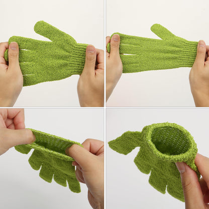 Slick- Exfoliating Gloves, 4 Pcs, Skin Exfoliator for Body, Shower Gloves, Scrub Gloves Exfoliating, Exfoliating Body Scrub Gloves, Loofah Glove, Exfoliation Mitt, Bath Gloves